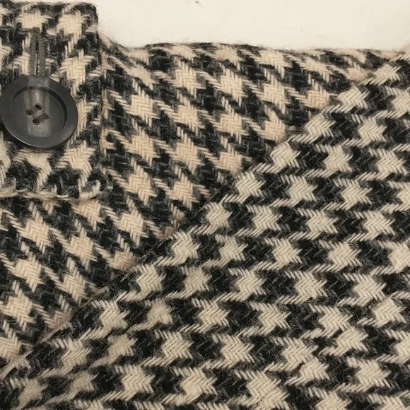 Vintage 60s Wool Dress Houndstooth Check Black & White Classy Midi SeeMeasure - Picture 14 of 16